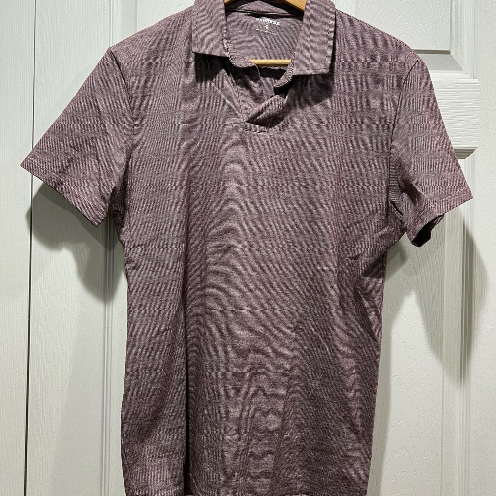 NWOT Express Men’s Heathered Burgundy Polo Shirt